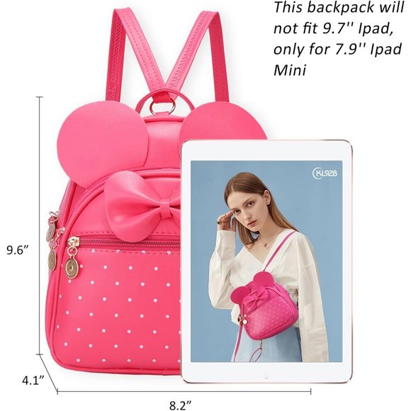 Bowknot Polka Dot Mini Backpack And Convertible Shoulder Bag Purse for Women - Picture 2 of 7